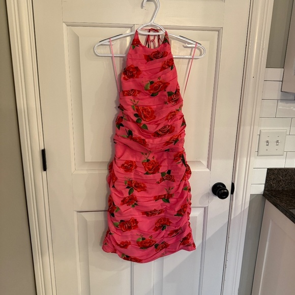 New! Sau Lee Sonia Mni Dress in Pink Rose Print 45419 - Picture 7 of 16